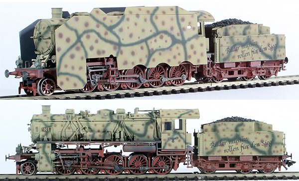 REI Models 37586AC - German Armored BR 58 Locomotive In Summer Tree Ambush  Camo (SOUND) 